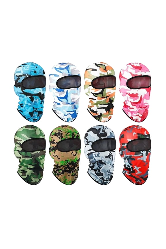 Camo Ski Mask Balaclava Face Cover - 8-Pack UV & Windproof Full Face Shield for Outdoor Activities