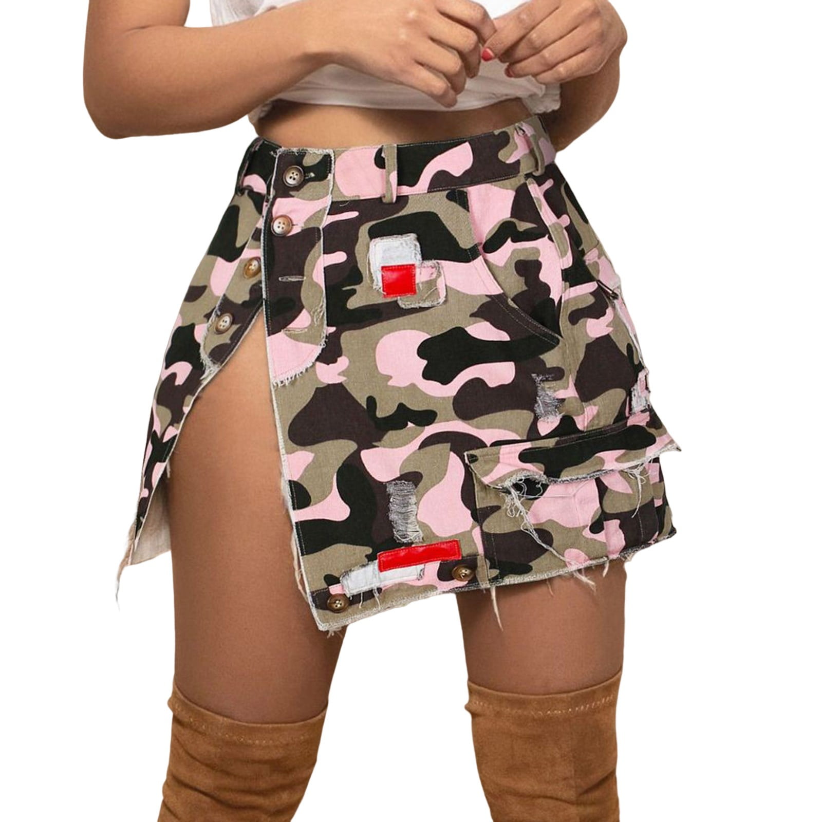 Camouflage high waisted skirt sales