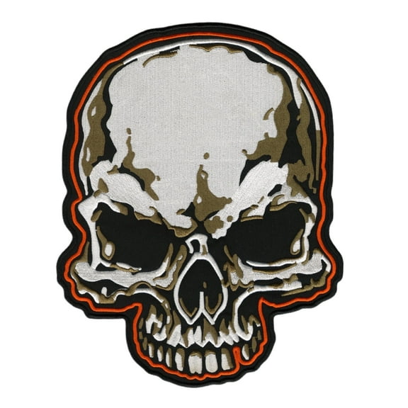 Camo Skull Patch 10" | Skeleton Realistic Metal Half Skull | Embroidered Iron On Large - by Nixon Thread Co.
