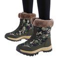 thumbnail image 1 of Camo Snow Boots for Women Front Zipper Winter Outdoor Hiking Shoes Plush Warm Mid Calf Booties Nonslip Trekking High Top Ankle Boots Camouflage Size 8.5, 1 of 7