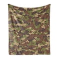 thumbnail image 1 of Camo Soft Flannel Fleece Blanket, Summer Season Pattern Abstract Concept Comb Like Mosaic Form Illustration, Cozy Plush for Indoor and Outdoor Use, 70" x 90", Green Brown Dark Brown, by Ambesonne, 1 of 5
