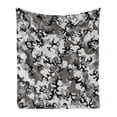 thumbnail image 1 of Camo Soft Flannel Fleece Throw Blanket, Camouflage Concept Concealment Artifice Hiding Force Uniform Pattern Fashion, Cozy Plush for Indoor and Outdoor Use, 50" x 70", Black Grey Grey, by Ambesonne, 1 of 6