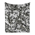 thumbnail image 1 of Camo Soft Flannel Fleece Throw Blanket, Camouflage Concept Concealment Artifice Hiding Force Uniform Pattern Fashion, Cozy Plush for Indoor and Outdoor Use, 70" x 90", Black Grey Grey, by Ambesonne, 1 of 6