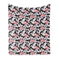 thumbnail image 1 of Camo Soft Flannel Fleece Throw Blanket, Watercolor Pink Flamingo Print Camouflage Background Nature Inspired, Cozy Plush for Indoor and Outdoor Use, 70" x 90", Dark Coral Pale Pink, by Ambesonne, 1 of 5