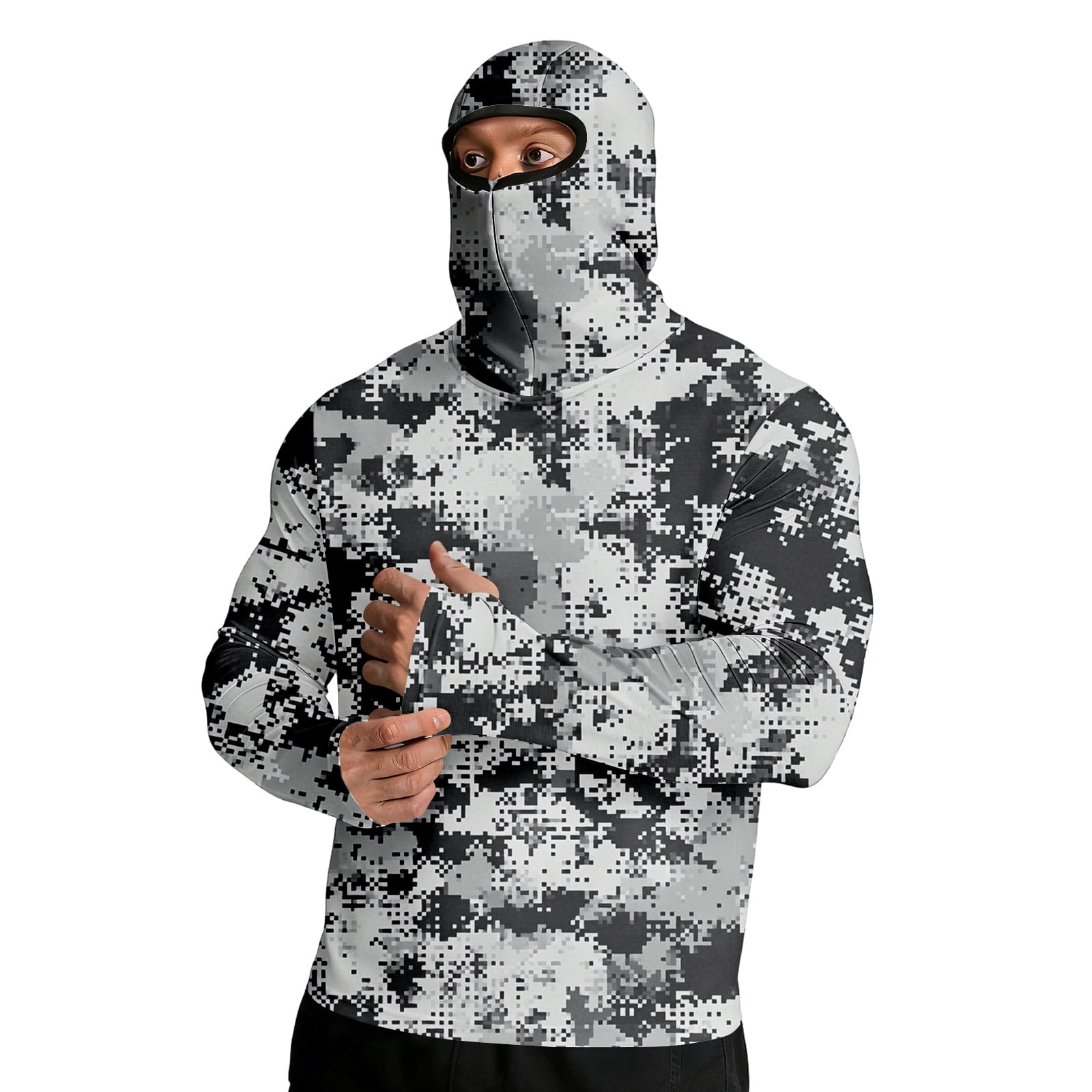 Camo Sun Protection Fishing Shirts for Men UPF 50+ Long Sleeve Hoodie ...