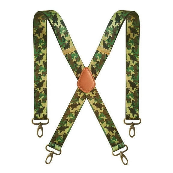 Camo Suspenders for Men Heavy Duty Adjustable X Back 1.4" Wide Mens Suspenders with 4 Hook