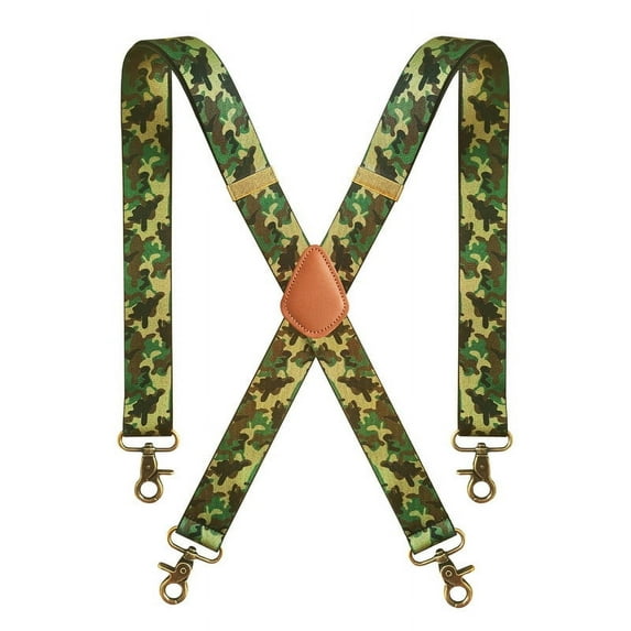 Camo Suspenders for Men Heavy Duty Adjustable X Back 1.4" Wide Mens Suspenders with 4 Snap Hook