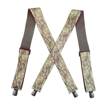 Camo Suspenders for Men Heavy Duty Clips 2 Inch Wide Hunting Camoflauge Elastic Braces