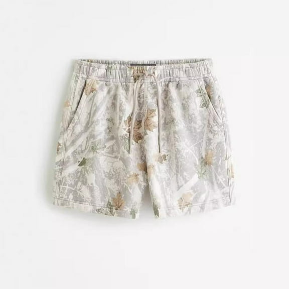 Camo Sweat Shorts Casual Elastic Waist Lounge Shorts Drawstring Maple Leaf Print Athletic Shorts for Man Women