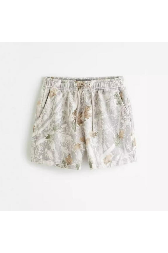 Camo Sweat Shorts Casual Elastic Waist Lounge Shorts Drawstring Maple Leaf Print Athletic Shorts for Man Women