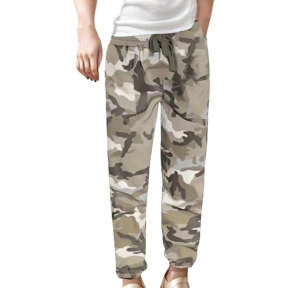 Camo Sweatpants Women with Pockets Lightweight Relaxed Fit Drawstring Pants Streetwear Ladies Pants