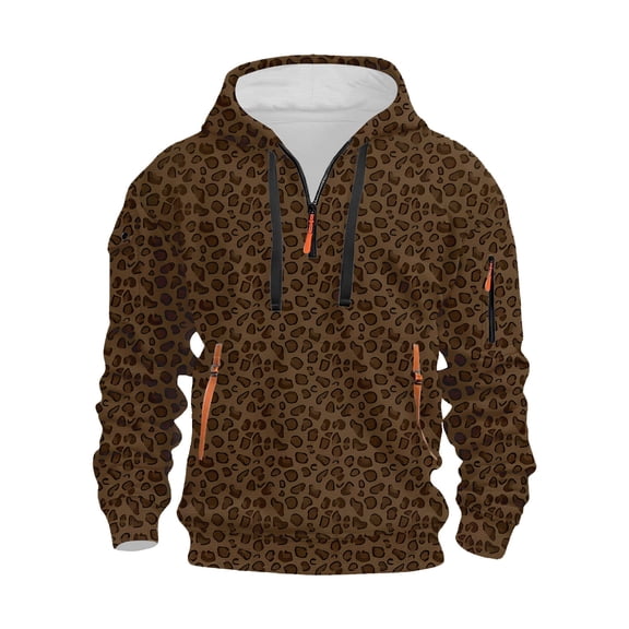 Camo Sweatshirt Men Plus Size Camo Half Zip Hoodie Outdoor Work Military Combat Hiking Pullover Sweatshirts Size-S