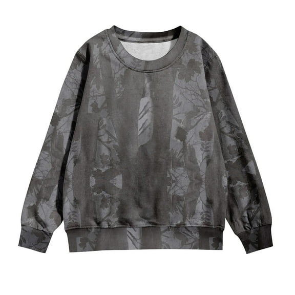 Camo Sweatshirt for Kids Boys Girls Cute Sweatshirt Maple Leaf Print Oversized Fleece Sweatshirts Classic Pullover 01-Black 120