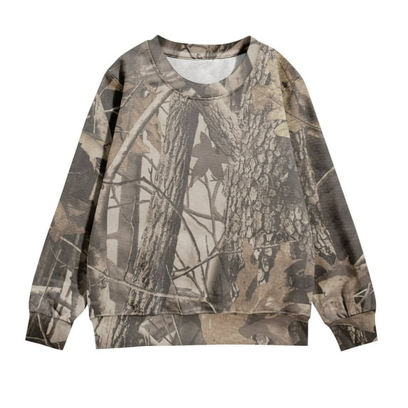 Camo Sweatshirt for Kids Boys Girls Cute Sweatshirt Maple Leaf Print Oversized Fleece Sweatshirts Classic Pullover 03-Coffee 120