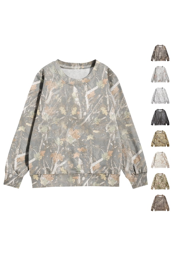 Camo Sweatshirt for Kids Boys Girls Cute Sweatshirt Maple Leaf Print Oversized Fleece Sweatshirts Classic Pullover 06-Gray 100