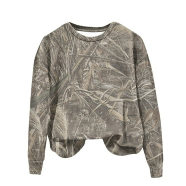 Camo Sweatshirt for Women Long Sleeve Going Out Tops Pine Print Crew Neck Casual Fall Outfits Winter Clothes Trendy