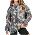 thumbnail image 1 of Camo Sweatshirt for Women Maple Leaf Print Camo Hoodie Long Sleeve Drawstring Fleece Pullover Fall Outfits, 1 of 7