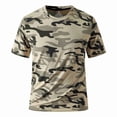 thumbnail image 1 of Camo T-Shirt – Rugged Short Sleeve Crew Neck Base Layer Tee Shirt Khaki 2XL, 1 of 4