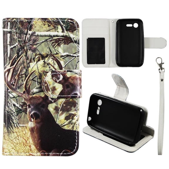 Camo Tail Deer Wallet Folio Case for Lg Dynamic 2 L39c Fashion Flip PU Leather Cover Card ID Card Slots & Stand