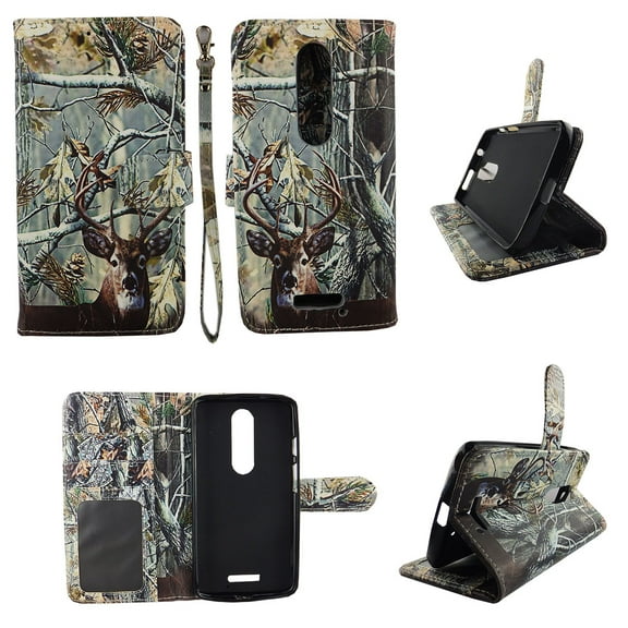 Camo Tail Deer Wallet Folio Case for Motorola DROID Turbo 2 Fashion Flip PU Leather Cover Card Cash Slots & Stand