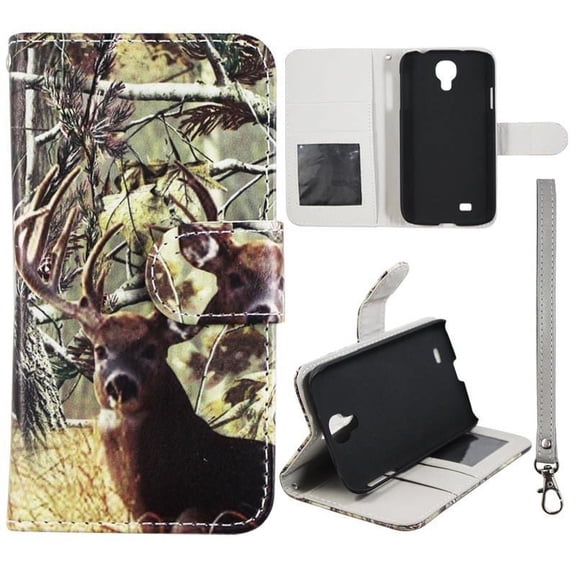 Camo Tail Deer Wallet Folio Case for Samsung Galaxy S4 Fashion Flip PU Leather Cover Card Slots & Stand