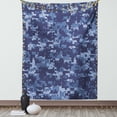 thumbnail image 1 of Camo Tapestry, Militaristic Digital Effected Armed Forces Pattern Grunge Fashion in Blue, Wall Hanging for Bedroom Living Room Dorm Decor, 40W X 60L Inches, Dark Blue Pale Blue, by Ambesonne, 1 of 5