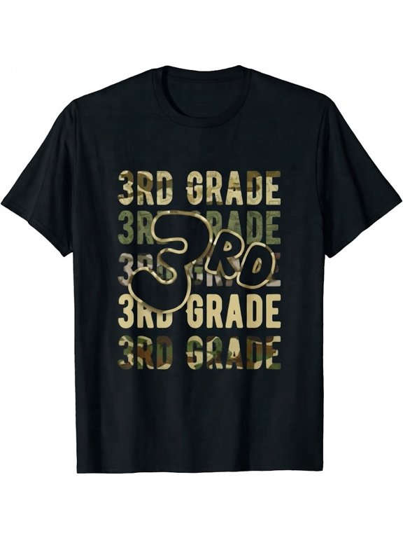 Camo Team 3rd Grade Squad Back To School Teacher Kids Boys T-Shirt