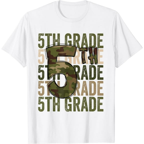 Camo Team 5th Grade Squad Back To School Teacher Kids Boys T-Shirt