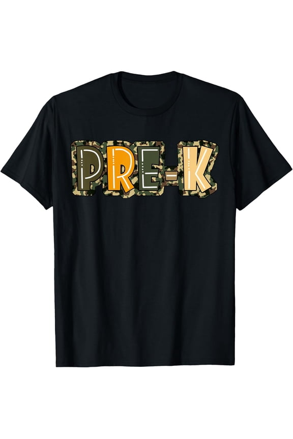 Camo Team Pre K Preschool Back To School Teacher T-Shirt