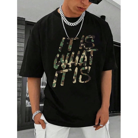 Camo Tee | Men's Camouflage Pattern T-Shirt | IT IS WHAT IT IS Design | Perfect For Vacation & Leisure | 100% Cotton | Unisex Style | Unique Gift Idea