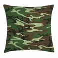thumbnail image 1 of Camo Throw Pillow Cushion Cover, Classical American Commando Uniform Inspired Pattern Forest Tile, Decorative Square Accent Pillow Case, 24 X 24 Inches, Forest Green Light Green Brown, by Ambesonne, 1 of 2