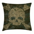 thumbnail image 1 of Camo Throw Pillow Cushion Cover, Military Texture with Skull and Crossbones Aged Rusty Soldier Grunge Style, Decorative Square Accent Pillow Case, 16 X 16 Inches, Dark Green Khaki Cream, by Ambesonne, 1 of 2
