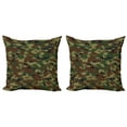 thumbnail image 1 of Ambesonne Green Throw Pillow Cover 2 Pack, Grunge Graphic Camouflage, 24", Green Pale Green Brown, 1 of 5