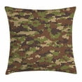 thumbnail image 1 of Camo Throw Pillow Cushion Cover, Summer Season Pattern Abstract Militaristic Concept Comb Like Mosaic Form, Decorative Square Accent Pillow Case, 24 X 24 Inches, Green Brown Dark Brown, by Ambesonne, 1 of 2