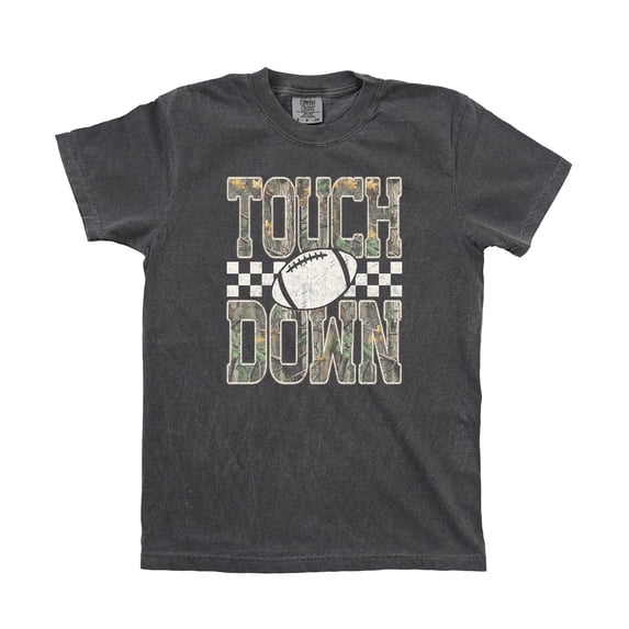 Camo Touchdown Football Shirt for Men Women & Teens Game Day Checkered Tailgate Graphic Tee Pepper Shirt Small