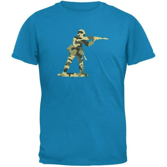 Camo Toy Soldier Sapphire Blue Adult T-Shirt - Medium