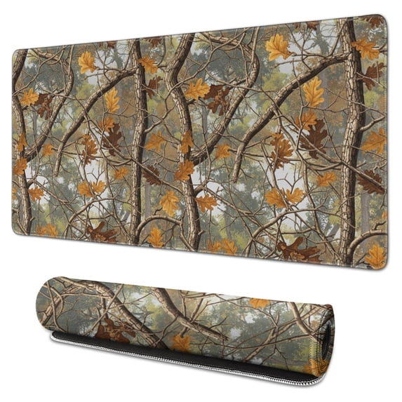 Camo and Tree Brown Pattern Extended Large Mouse Pad, Keyboard Mouse ...