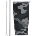 thumbnail image 1 of Camo Tumbler 20oz Grey Stainless Steel Insulated Tumblers with Lid and Straw Travel Coffee Mug Tea Wine Cups Water Bottle Gifts for Women, 1 of 6