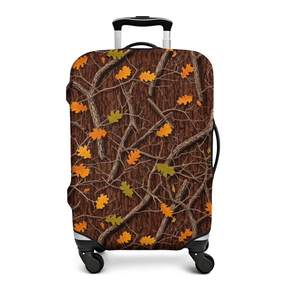 Camo and Twig Brown Pattern Luggage Cover,Stretch Travel Baggage ...