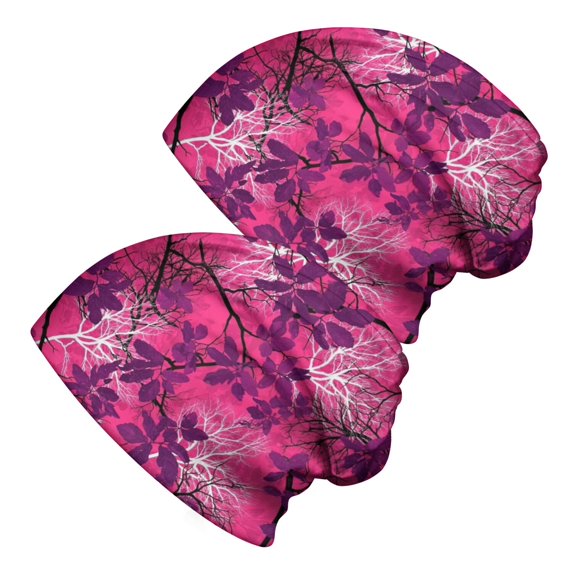 Camo and Twig Pink Pattern 2 Pack Slouchy Beanie Hat, Sleep Head Cover ...