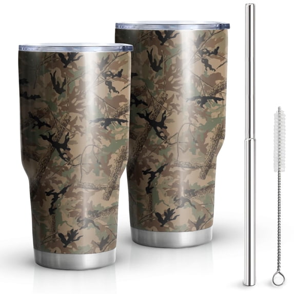 Camo and Twig Tan Pattern Tumbler 1 Pack, Vacuum Insulated Reusable ...