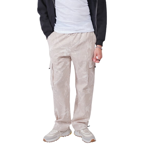 Brooklyn Cloth Men's Camo Twill Cargo Pants, Stretch, Cotton Fabric with Pockets, Sand, Large