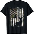 thumbnail image 1 of Camo US Flag Deer Elk Buck Camoflage Hunting Hunter Dad Gift Short Sleeve T-Shirt, 1 of 3
