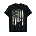thumbnail image 1 of Camo US Flag Deer Elk Buck Camoflage Hunting Hunter Dad Gift Short Sleeve T-Shirt, 1 of 5