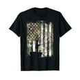 thumbnail image 1 of Camo US Flag Fisherman Vintage Fishing Patriotic Angler Gift T-Shirt, 1 of 5