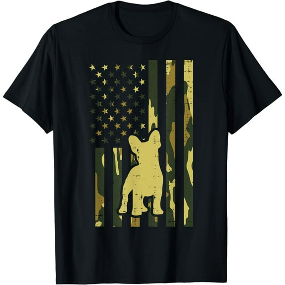 Camo US Flag French Bulldog Frenchie Patriot Dog Lover Gift T-Shirt