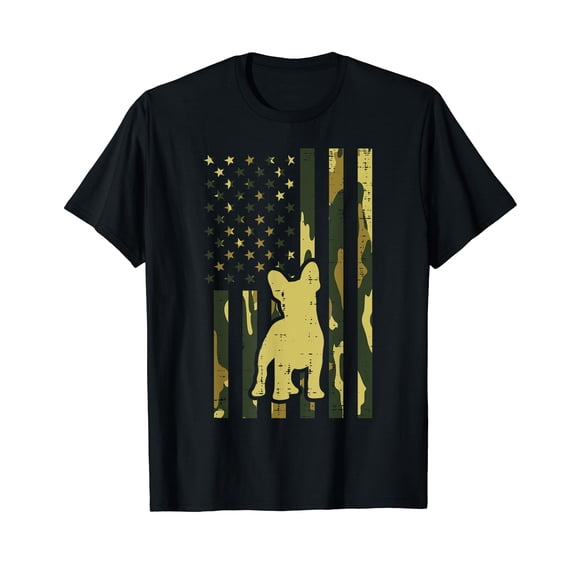 Camo US Flag French Bulldog Frenchie Patriot Dog Lover Gift T-Shirt
