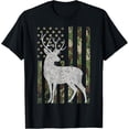 thumbnail image 1 of Camo USA Flag Deer Elk Buck Camoflage Hunting Hunter Gift T-ShirtMen and women, Black T-shirt, size: Extra large, 1 of 4