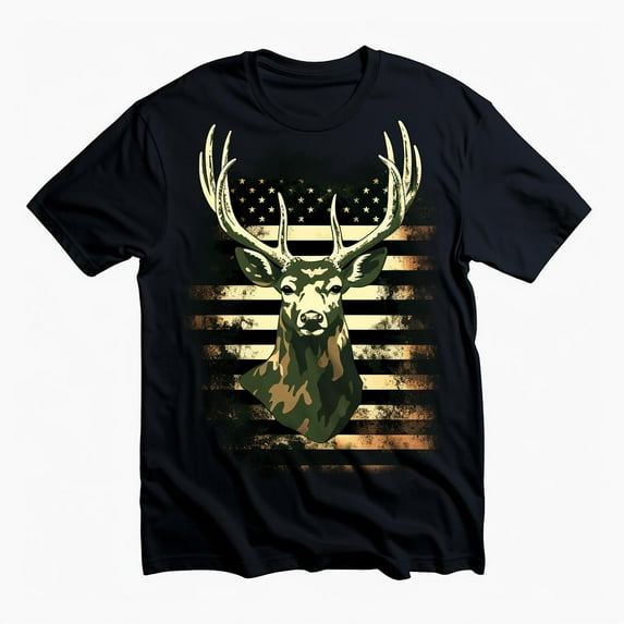 Camo USA Flag Deer Hunting Vintage Hunter Men Women Kids Boys T-Shirt XS-5XL