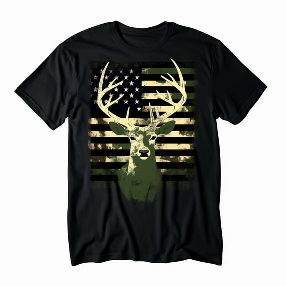 Camo USA Flag Deer Hunting Vintage Hunter Men Women Kids Boys T-Shirt XS-5XL